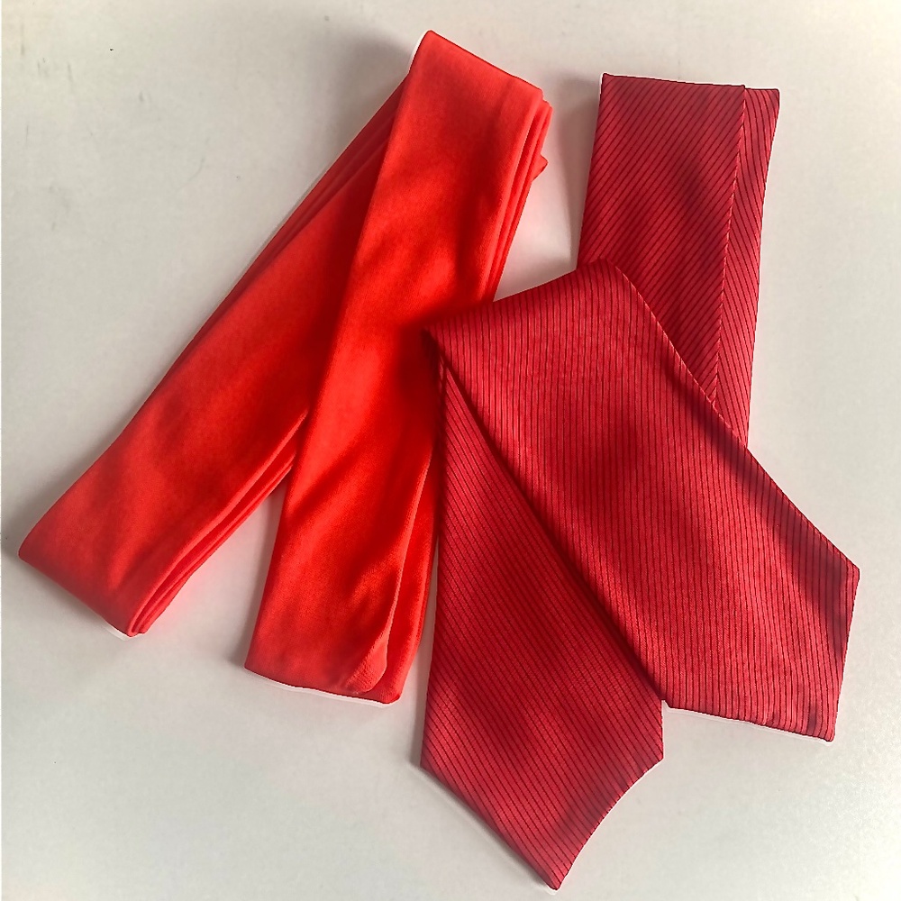 Red and Black Pinstripe Tie w/Orange Belt